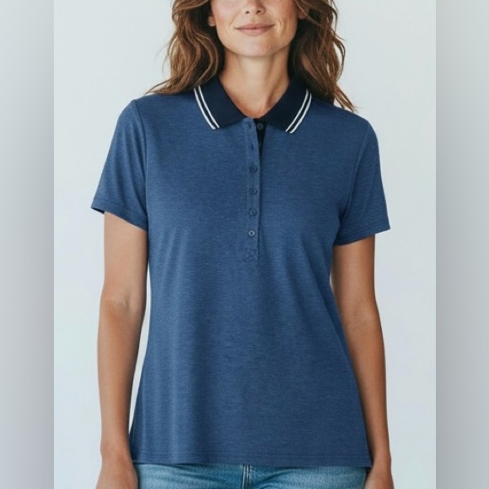 Bass Outdoor performance Women's Regular fit Short Sleeve‎ Polo shirt blue large